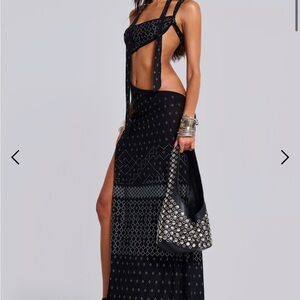 Jaded London Opaline Asymmetric Stud Maxi Dress
